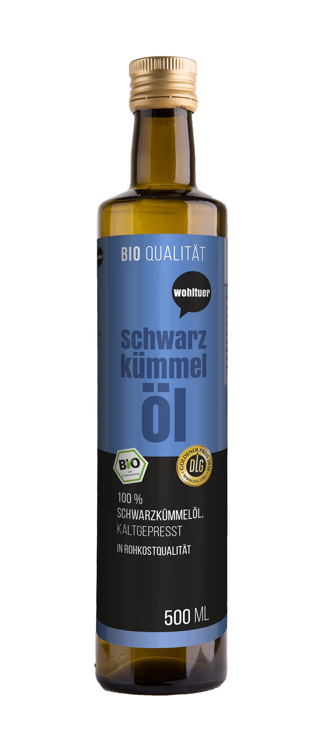 Wohltuer Bio Schwarzkümmelöl 500 ml - Schonend kaltgepresst & in Rohkostqualität - Besonders mild -