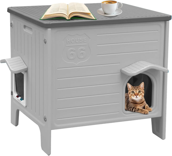 HiCaptain Katzenhaus Outdoor Winterfest Katzen Kunststoff verwildert Outdoor-Katzenhaus Welpenunterk