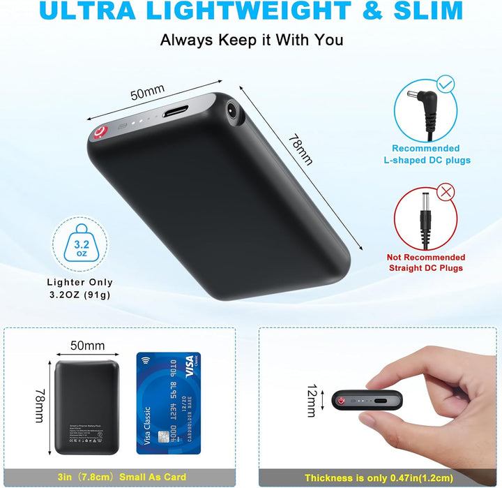 Wiederaufladbarer Li-Polymer-Akku, 7.4V 3000mAh beheizbar Hausschuh Batteries,Beheizbare Socken akku