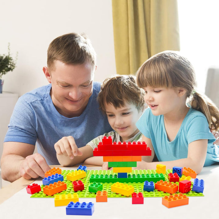 WYSWYG Grosse Bausteine Set -100 Steine in 5 Farben, Kompatibel - Ideal für Kinder ab 3 4 5 Jahre, S