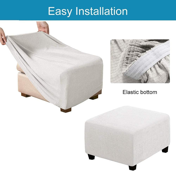 C/N Quadratischer Sitzsackbezug, elastisch, quadratischer Ottoman-Bezug, Hocker, quadratisch, Hocker