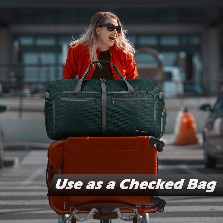 Gonex Leichter Faltbare Reise-Gepäck 100L, Farbe: Dunkelgrün, Duffel Taschen Uebernachtung Taschen/S