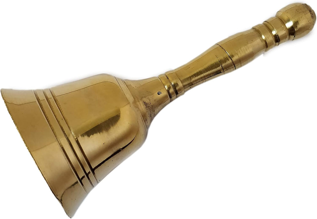 GURU JEE Glocke Pooja aus Messing – kleines Ghanti für Puja – Handglocke mit Musik – für Mandir Temp