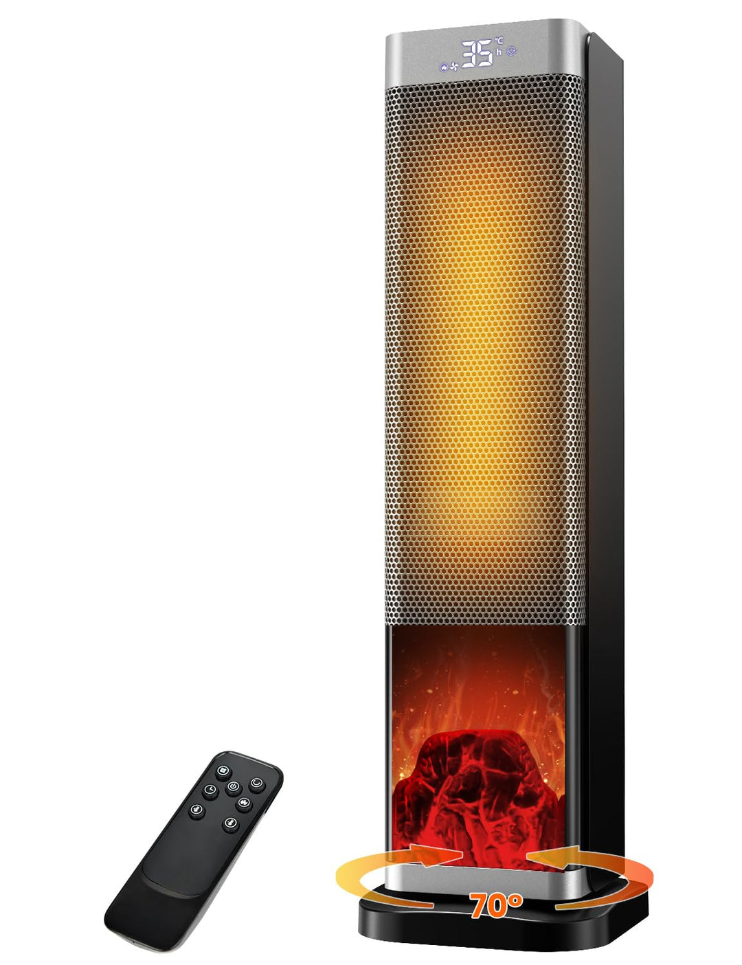Heizlüfter Energiesparend, 2000W, PTC Keramik Heizung,LED-Anzeige,70° Oszillation,12-Stunden-Timer,E