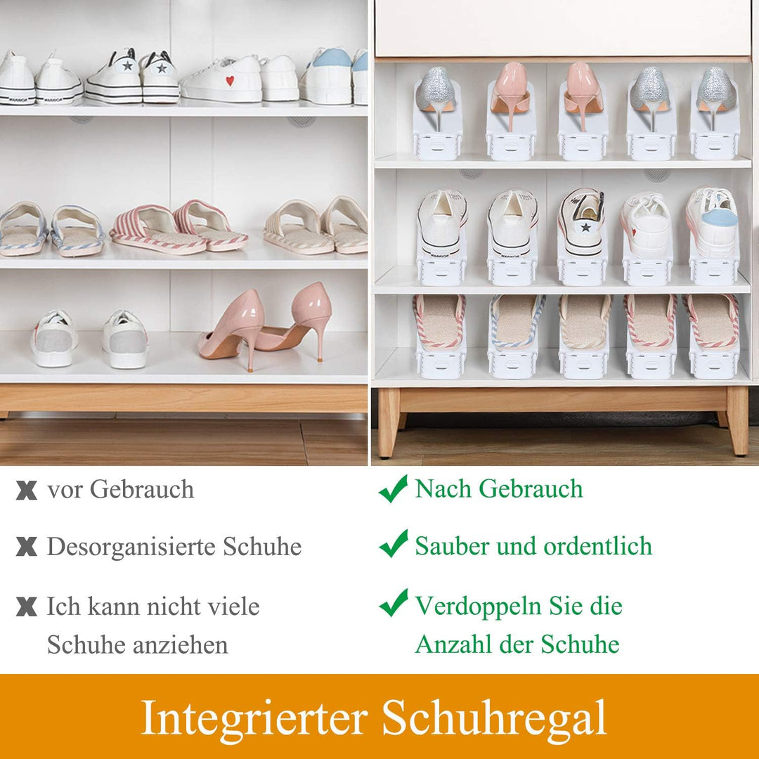 YUENFONG 30 Stück Einstellbare Schuhregale Schuhstapler Schuhhalter Set, 3 höhenverstellbar Schuhauf