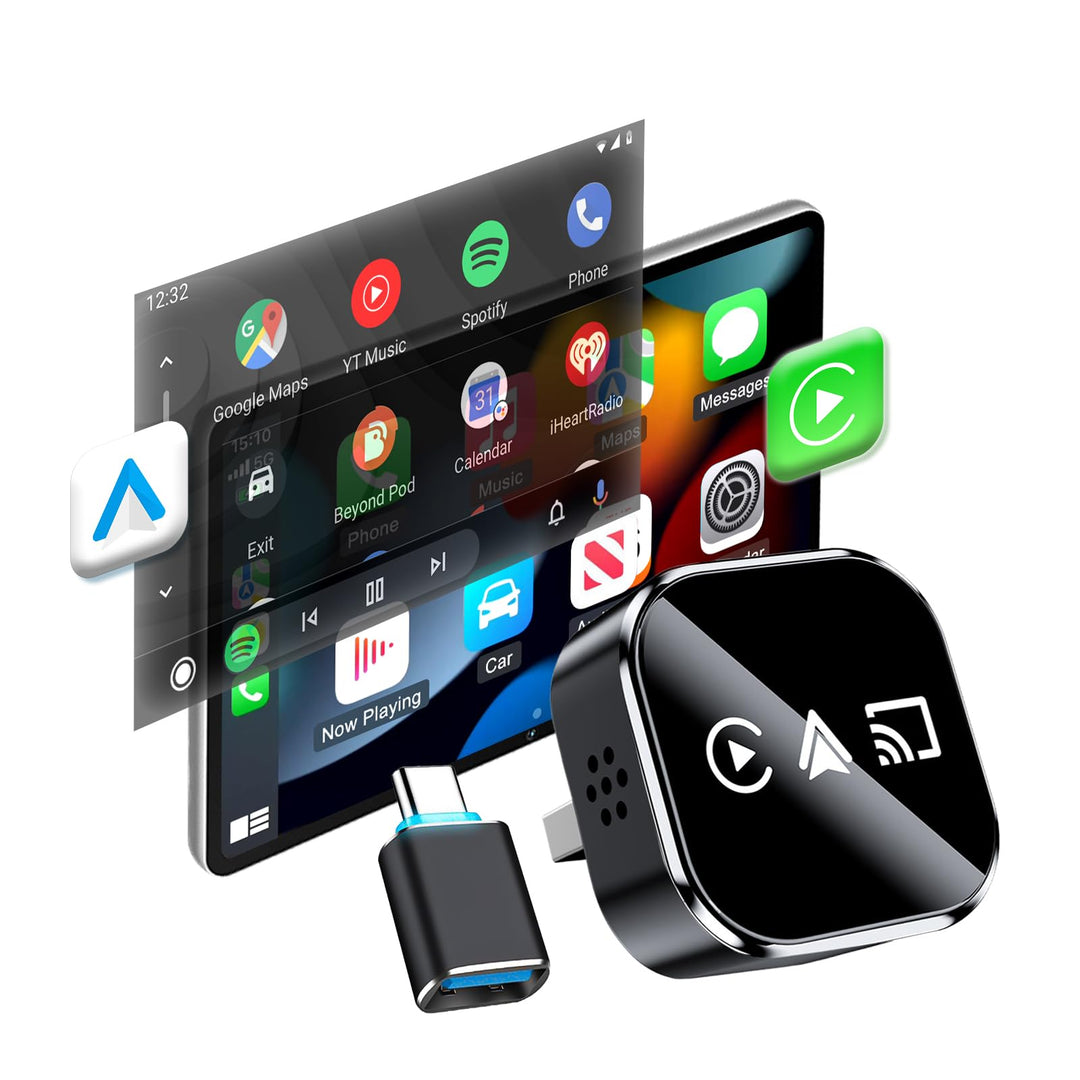 auvstar 2026 Upgraded mit Mirror Link, 3 in 1 CarPlay &amp; Android Auto Wireless Adapter für iOS 11+/An