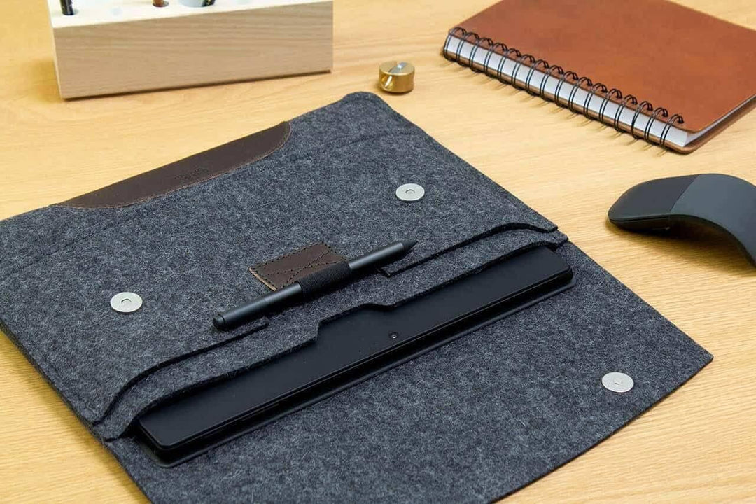 Pack & Smooch Für Surface Pro 9/8 / 7 Hülle 100% Wollfilz Und Pflanzlich Gegerbtes Leder Handmade in
