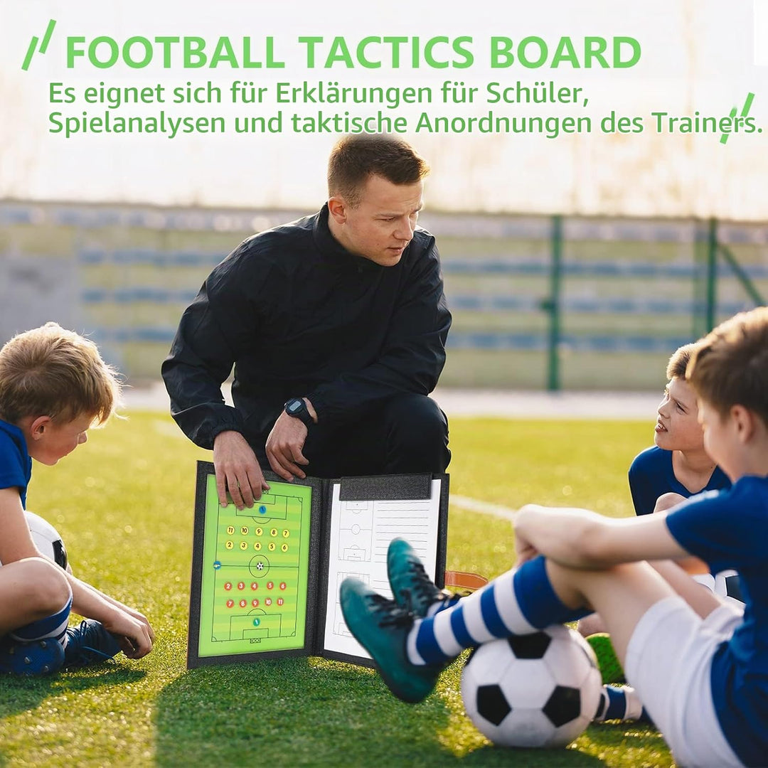 RoseFlower Trainer Taktiktafel Fussball, Profi Faltbares Fussball Taktikmappe Soccer Taktikboard Foo