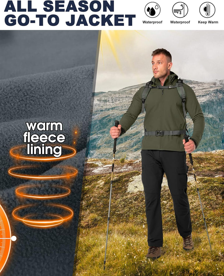 33,000ft Jacke Herren Wasserdichte Atmungsaktiv Softshelljacke - Übergangsjacke Winddichte Regenjack