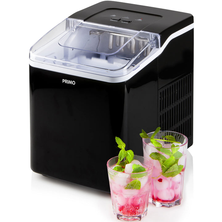 PRIMO PR407IB Tragbare Eiswürfelmaschine, 12 kg x 24 h, bereit in 9 Minuten, Schwarz