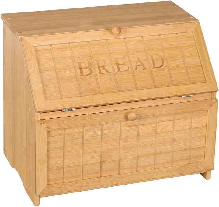 Leader Accessories Bambus Brotkasten 2 Etagen Brotbehälter lebensmittelecht Brotaufbewahrung pflegel