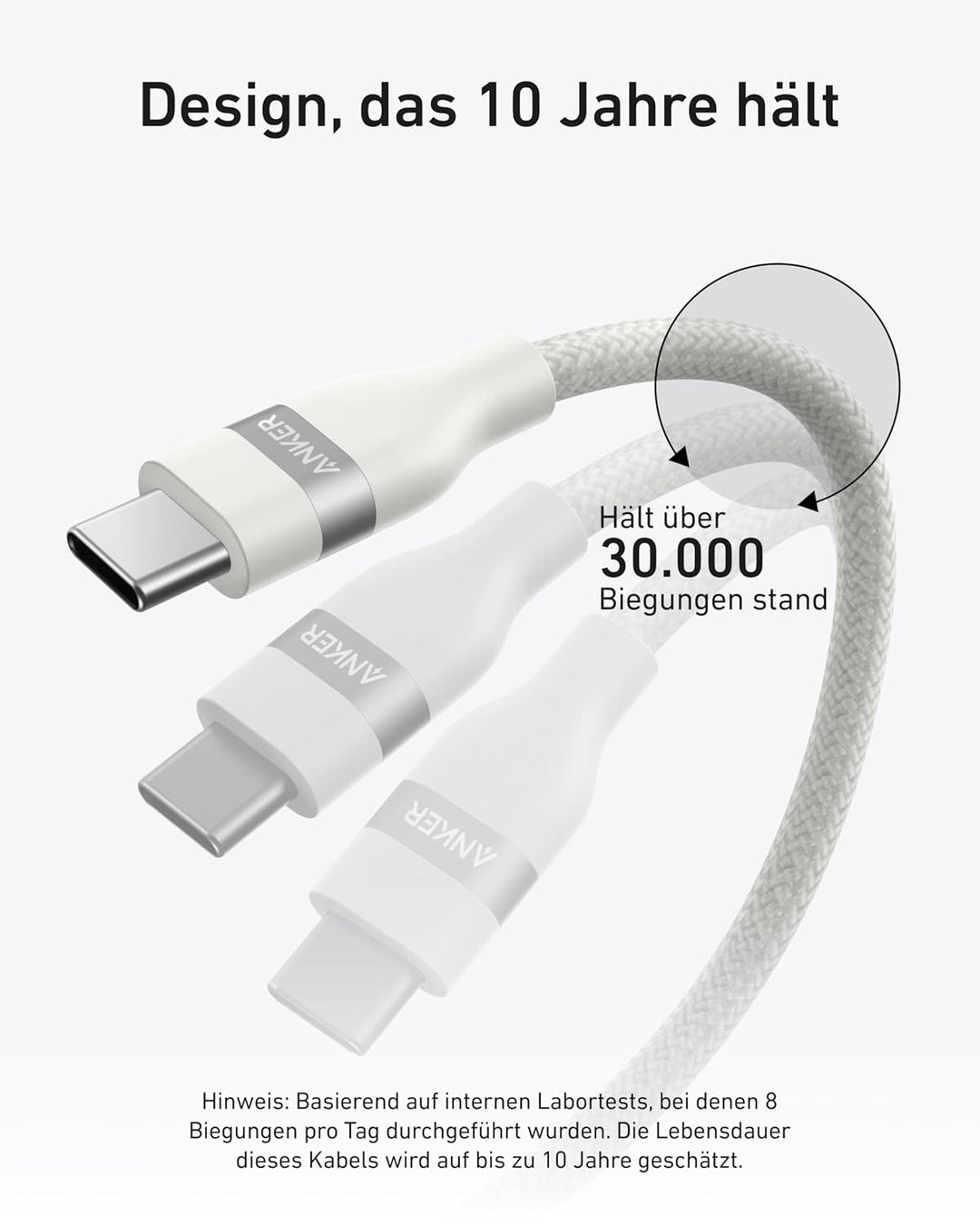 Anker Nano USB C auf USB C Kabel, 240W 1,8m flexibel farbig geflochten, USB C Schnellladekabel Typ C
