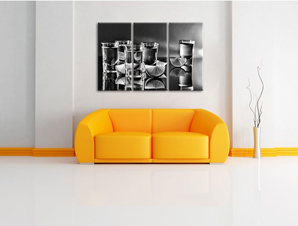 Pixxprint Tequila mit Limetten als Leinwandbild | Grösse: 3 Teilig (120x80) | Wandbild| Kunstdruck |
