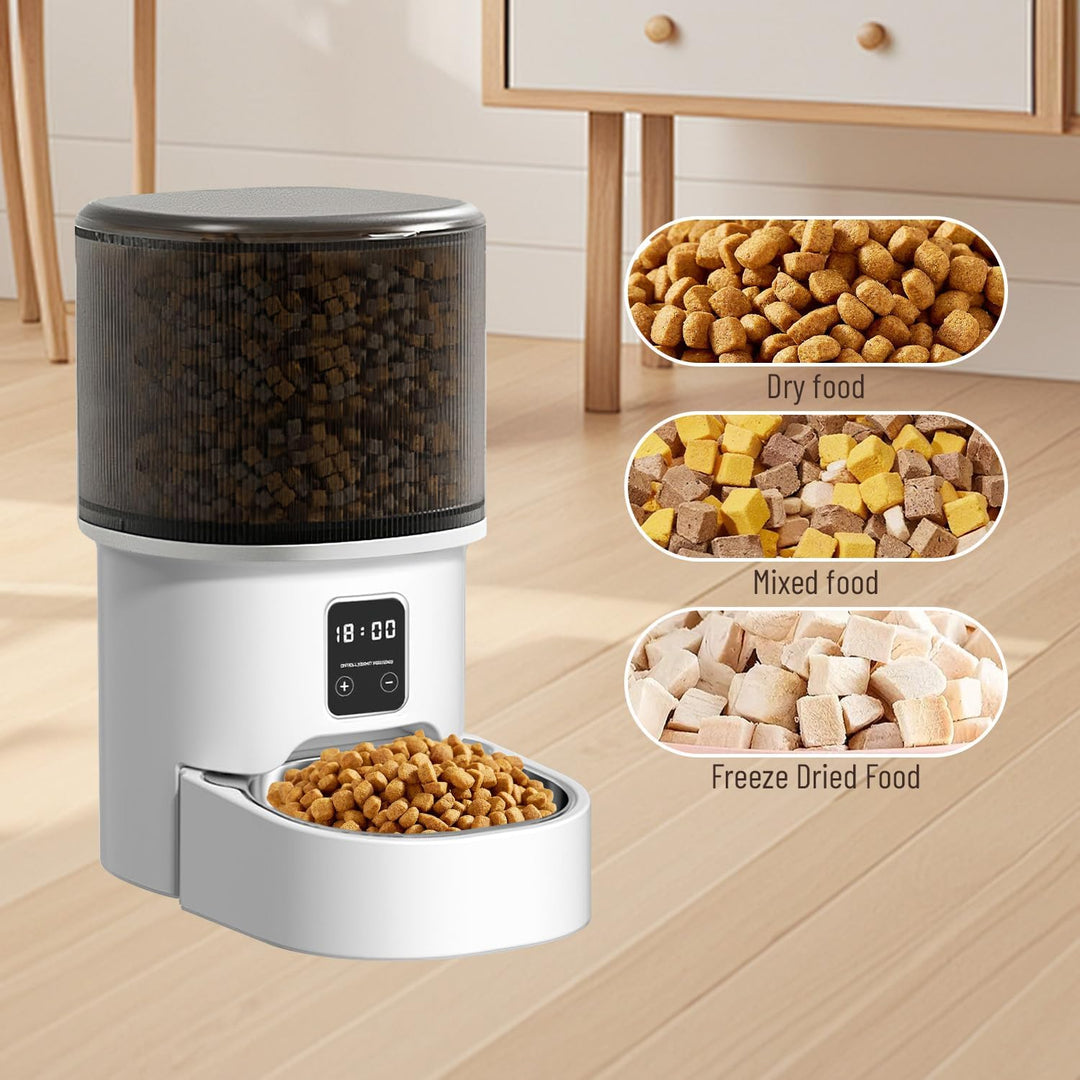 Futterautomat Katze 4L, Katzen Futterautomat mit Timer und Portionskontrolle, 1–6 Mahlzeiten pro Tag