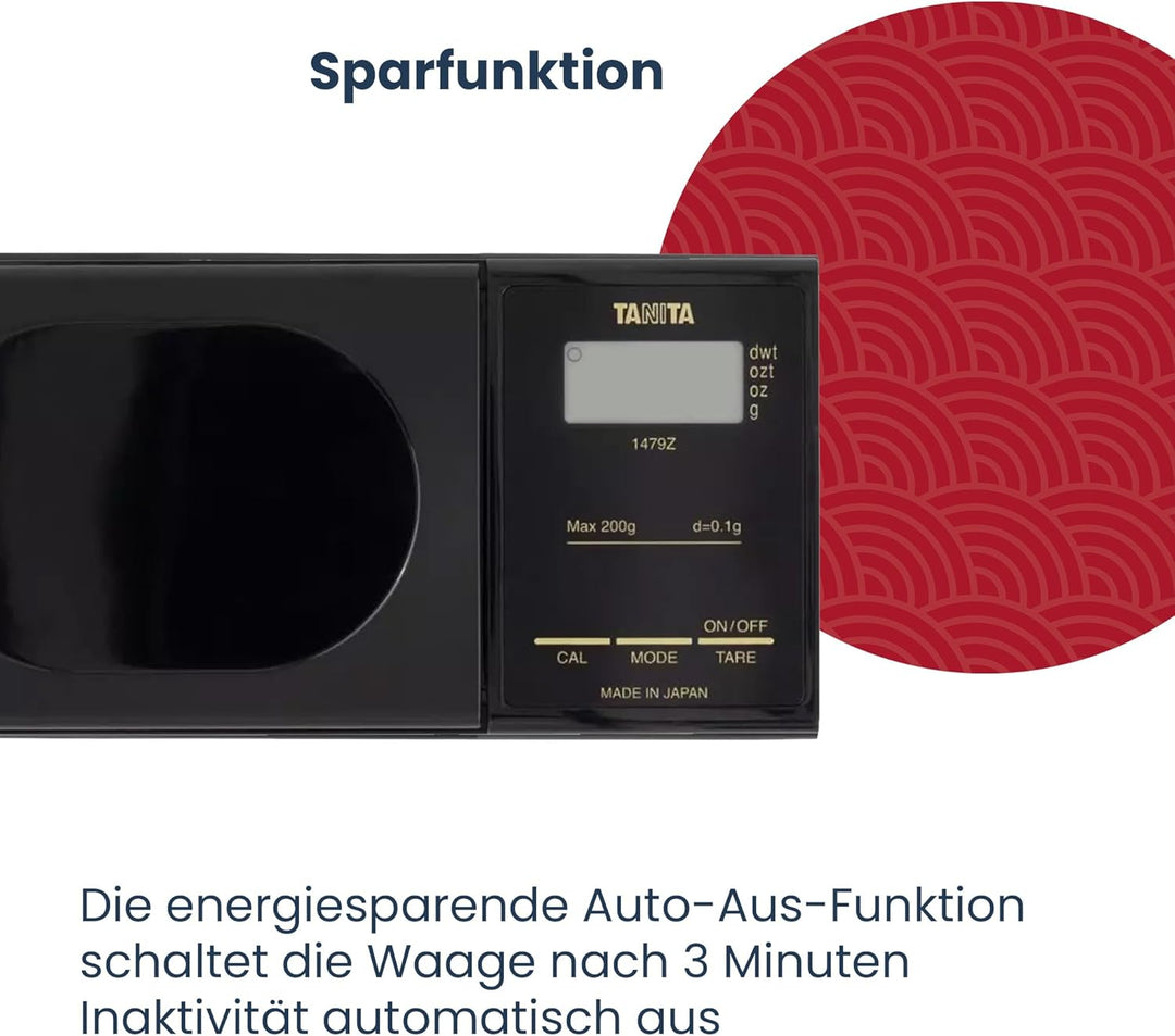 TANITA 1479Z – Mini-Digitalwaage 0,01 g – Kompakte Präzisionswaage für Küche, Kaffee & Feinmessungen