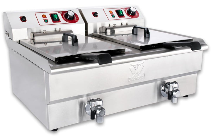 Beeketal 'BWF-162' Profi Gastronomie Doppel Kaltzonen Fritteuse (2 x 16l Volumen für max. 2 x 11l Öl