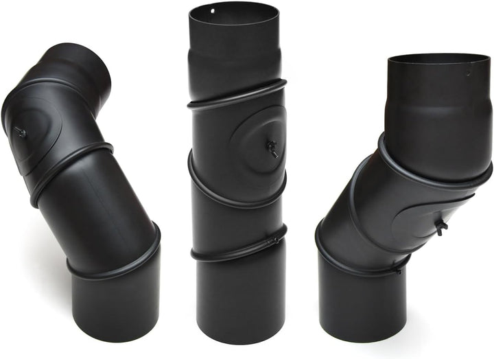raik Rauchrohrbogen/Ofenrohrbogen Multibogen mit Tür 4-teilig 0-90° drehbar 200 mm Durchmesser 2 mm