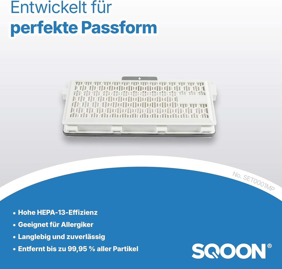 SQOON® Staubsaugerbeutel + HEPA-Filter 22 Stücke geeignet für Miele Miele Complete C2, Complete C3,