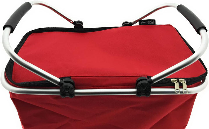 XXL Kühltasche Thermo Einkaufskorb Picknick Kühlbox Campingtasche faltbar stabil Rot Schwarz Grün, R