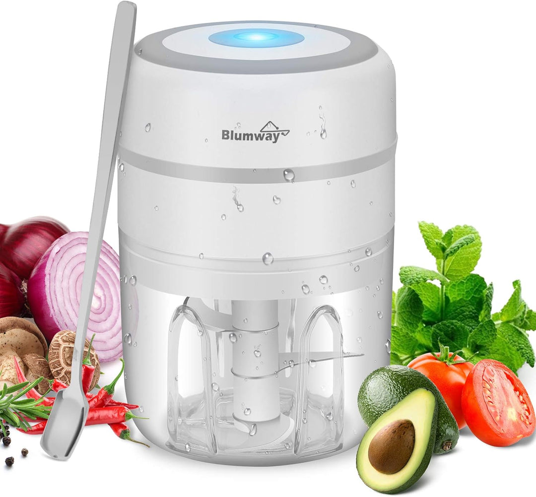 BlumWay Mini Zwiebelschneider, 250ML Mini Knoblauchhacker Gemüsezerkleinerer Elektrisch Zerkleinerer