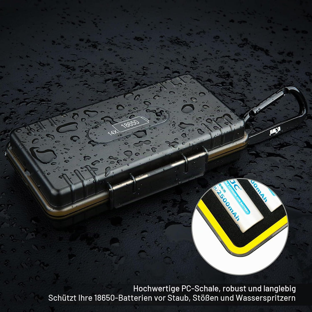 KIWIFOTOS 18650 Batteriebox Aufbewahrung für 14 Stück 18650 Akku und alle ähnlich grossen Akkus - 18