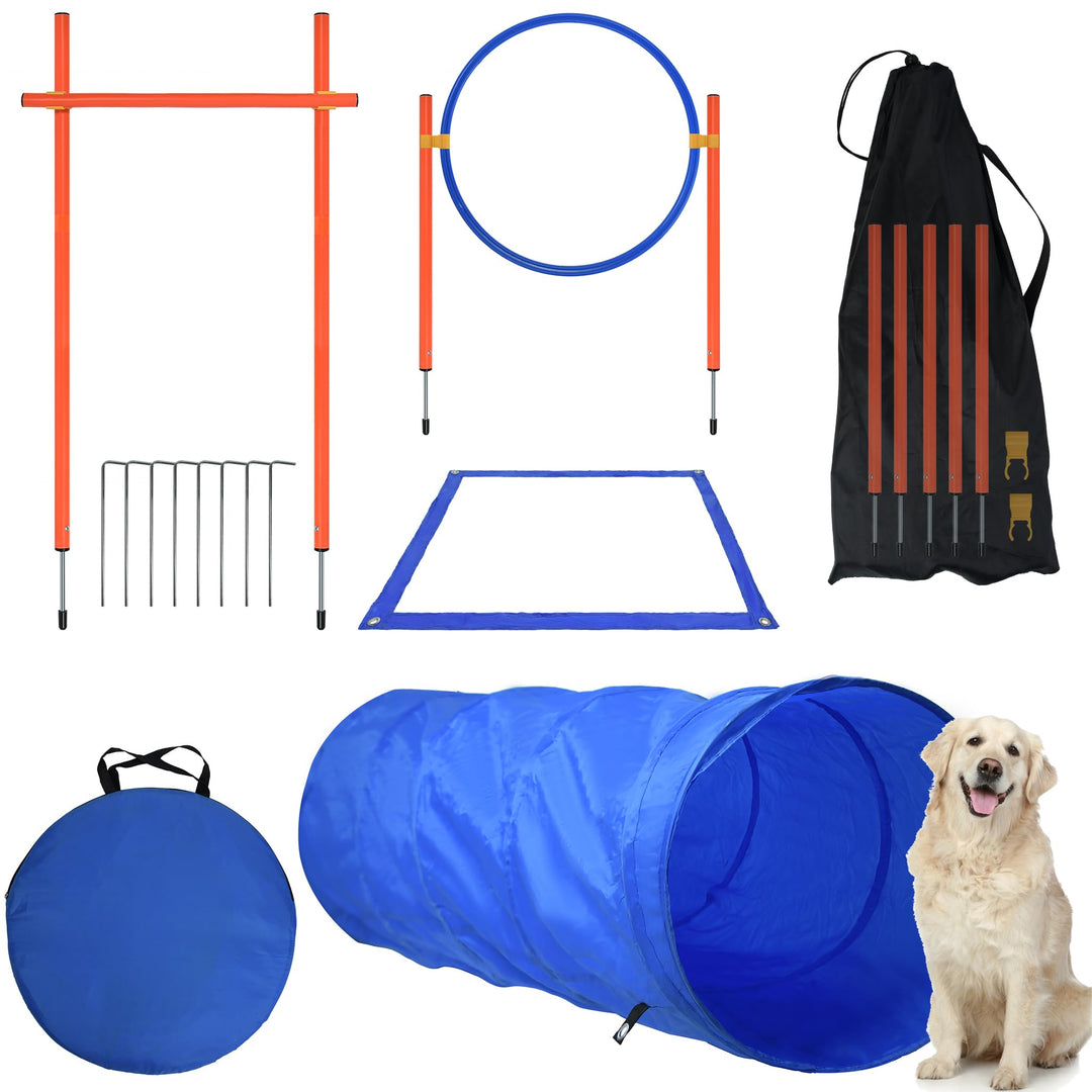 SUBTLETY Agility Ausrüstung für Hunde Gross Klein Hundetraining Spiele Agility Set mit Hundetunnel,
