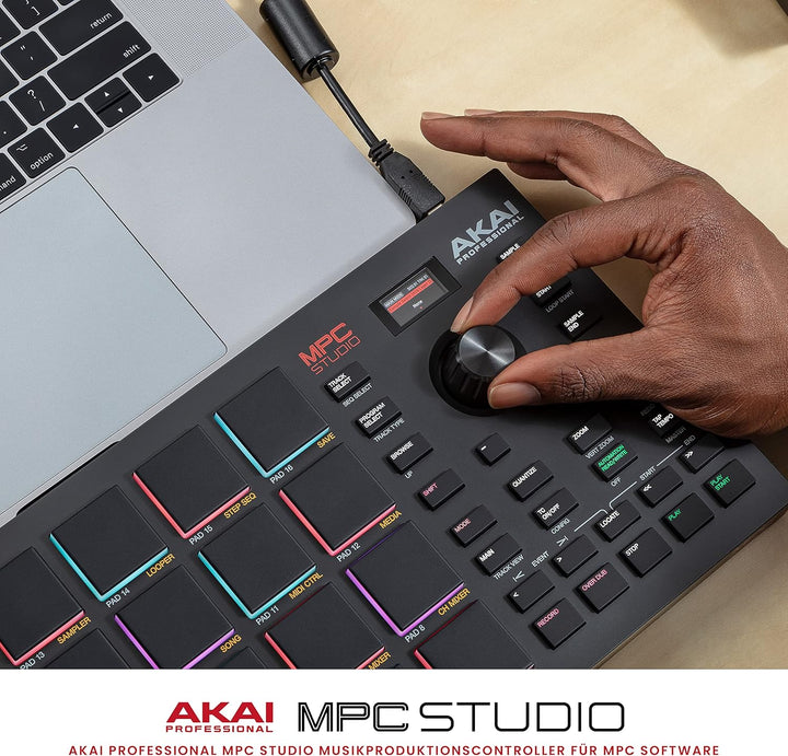 Akai Professional MPC Studio - MIDI-Controller Beat Maker mit 16 anschlagsdynamischen RGB Pads, MPC