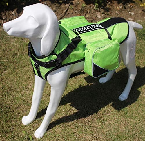 haoyueer Hunde-Rucksack für Service-Hunde, abnehmbare Satteltaschen mit Label-Patches (grün, L) L Gr