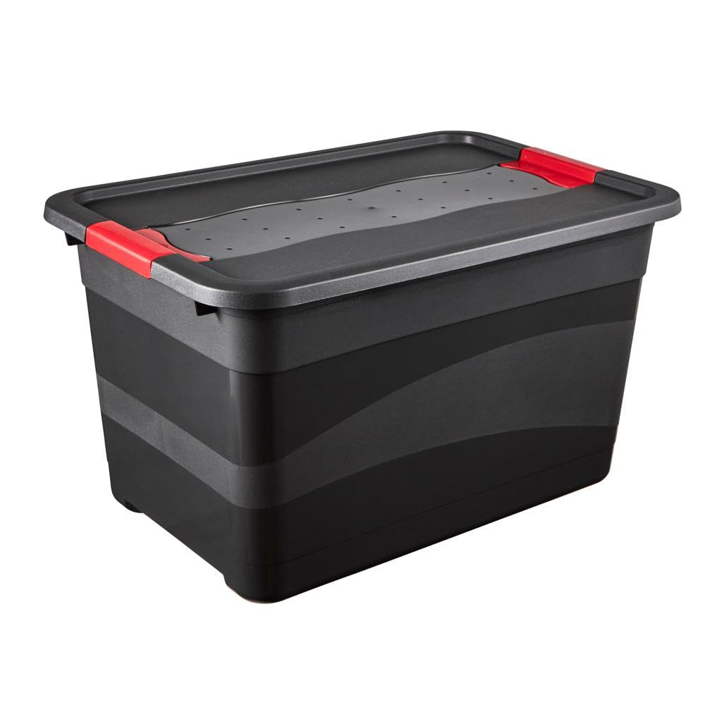 keeeper Transportbehälter mit Deckel und Schiebeverschluss, Extra Stabil, 59,5 x 39,5 x 34 cm, 52 l,