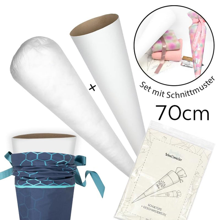 Set Rohling + Kissen für Schultüte inkl. Schnittmuster 70 cm 85 cm DIY Bastelset Nähset (70 cm), 70