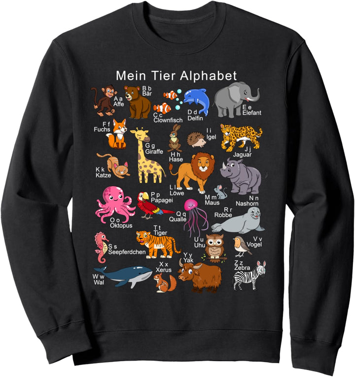 Deutsches Tiere Alphabet A-Z ABC der Tierwelt Sweatshirt