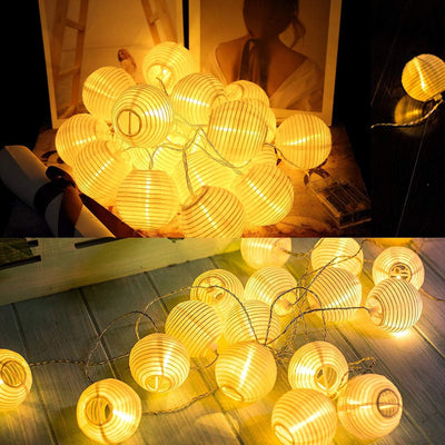 Qxmcov Solar Lichterkette Lampion Aussen, Solar Lichterkette Aussen 30 LED Laternen 8 Modi Wasserdic