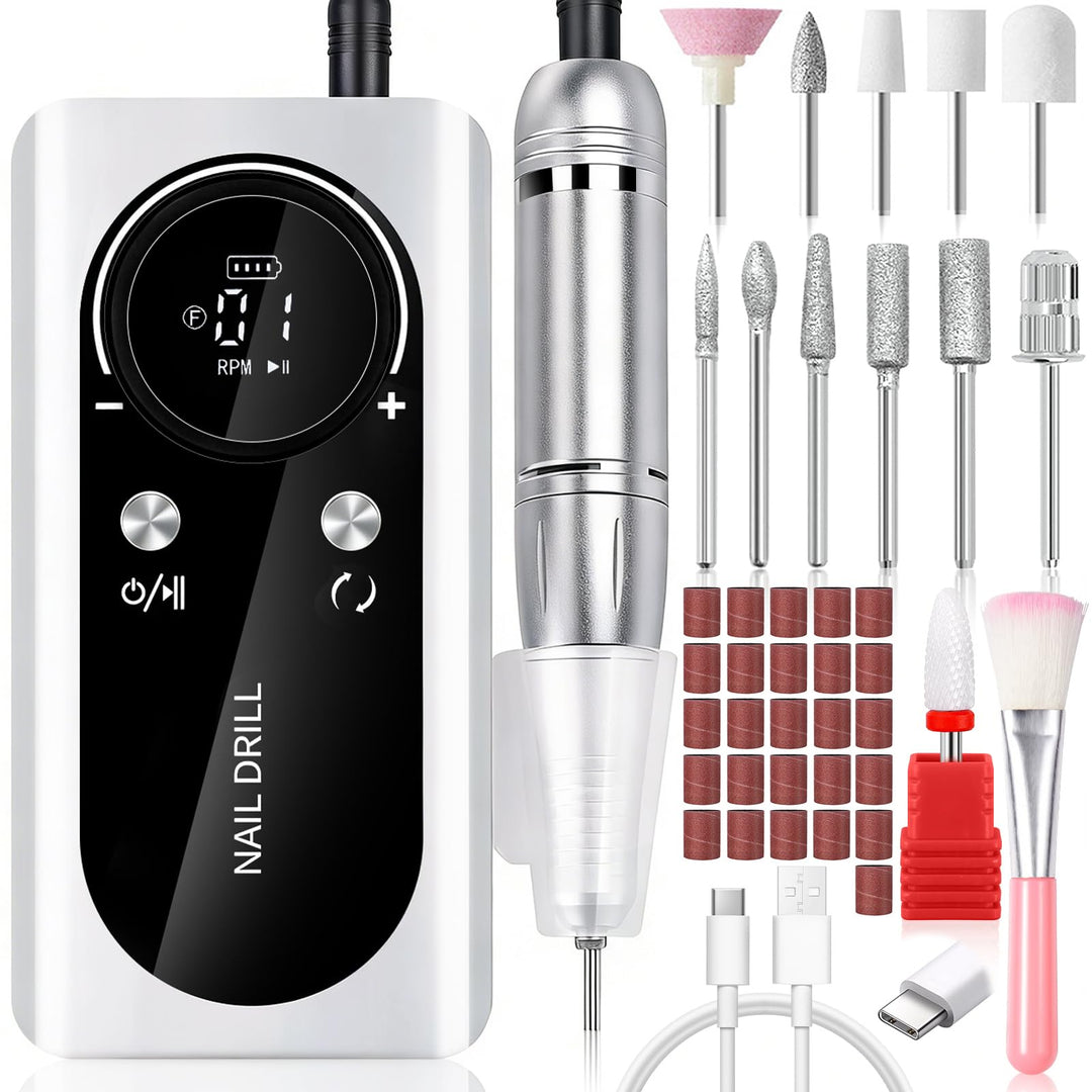 Elektrische Nagelfeile, Professionell Elektrische Nagelfräser mit LCD-Display, 45000 U/Min Tragbare