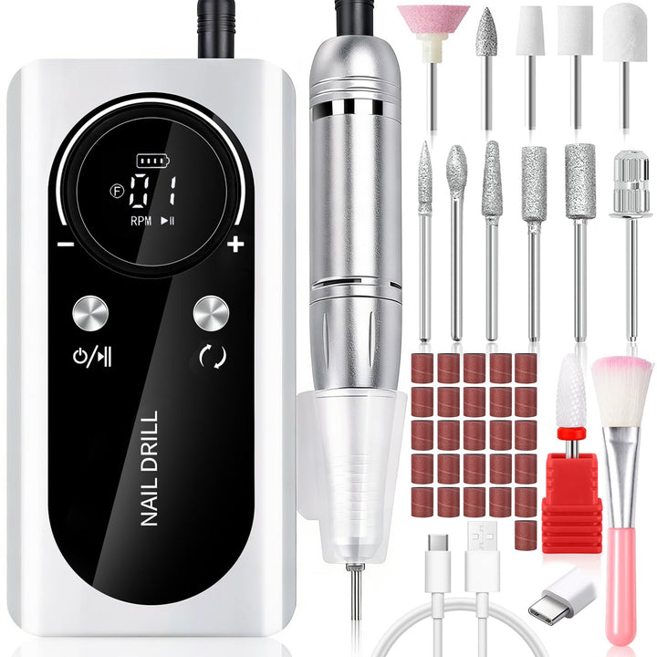 Elektrische Nagelfeile, Professionell Elektrische Nagelfräser mit LCD-Display, 45000 U/Min Tragbare