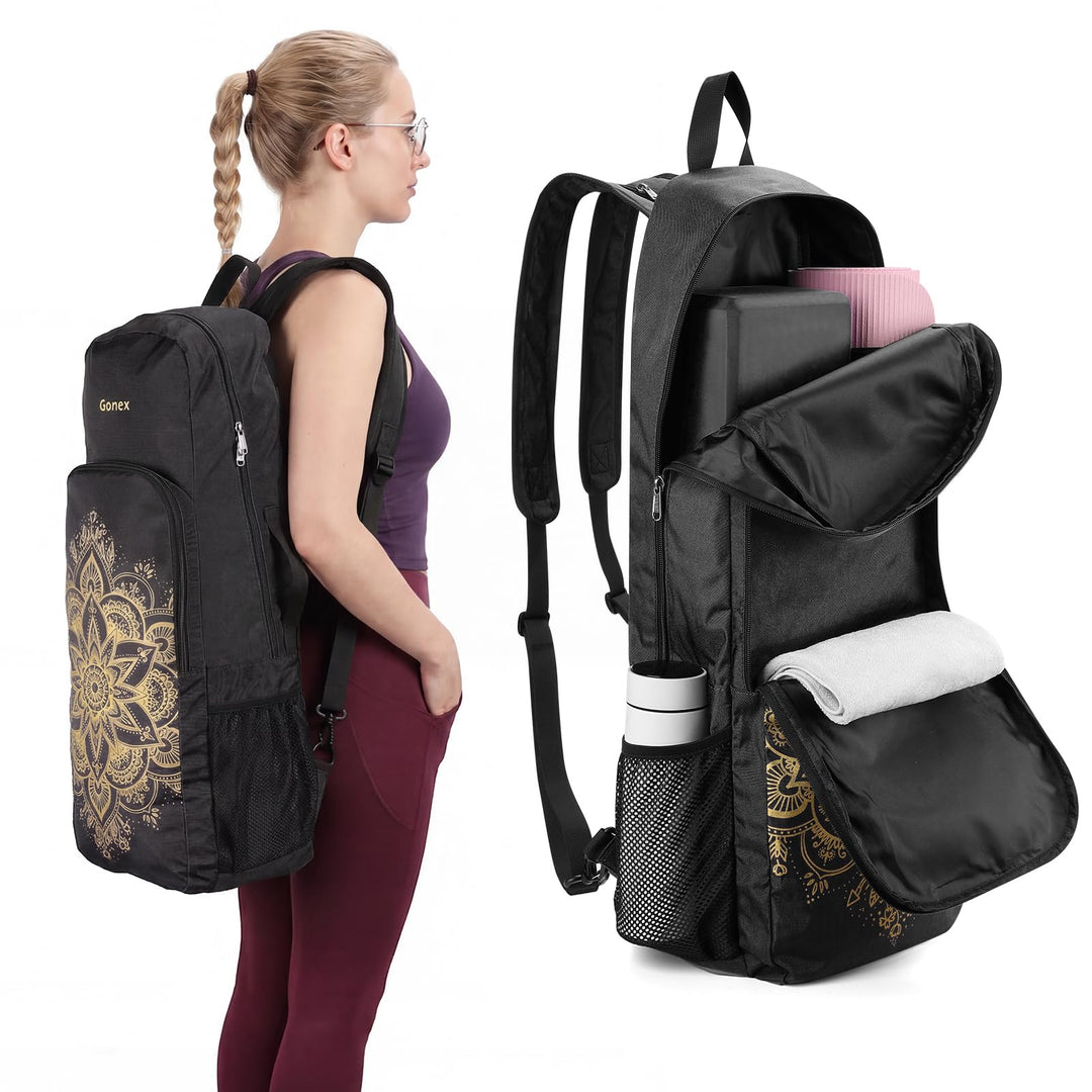 Gonex Yogatasche, Yoga-Rucksack mit Wasserdichter Tasche und Metallreissverschluss, Passend für Matt