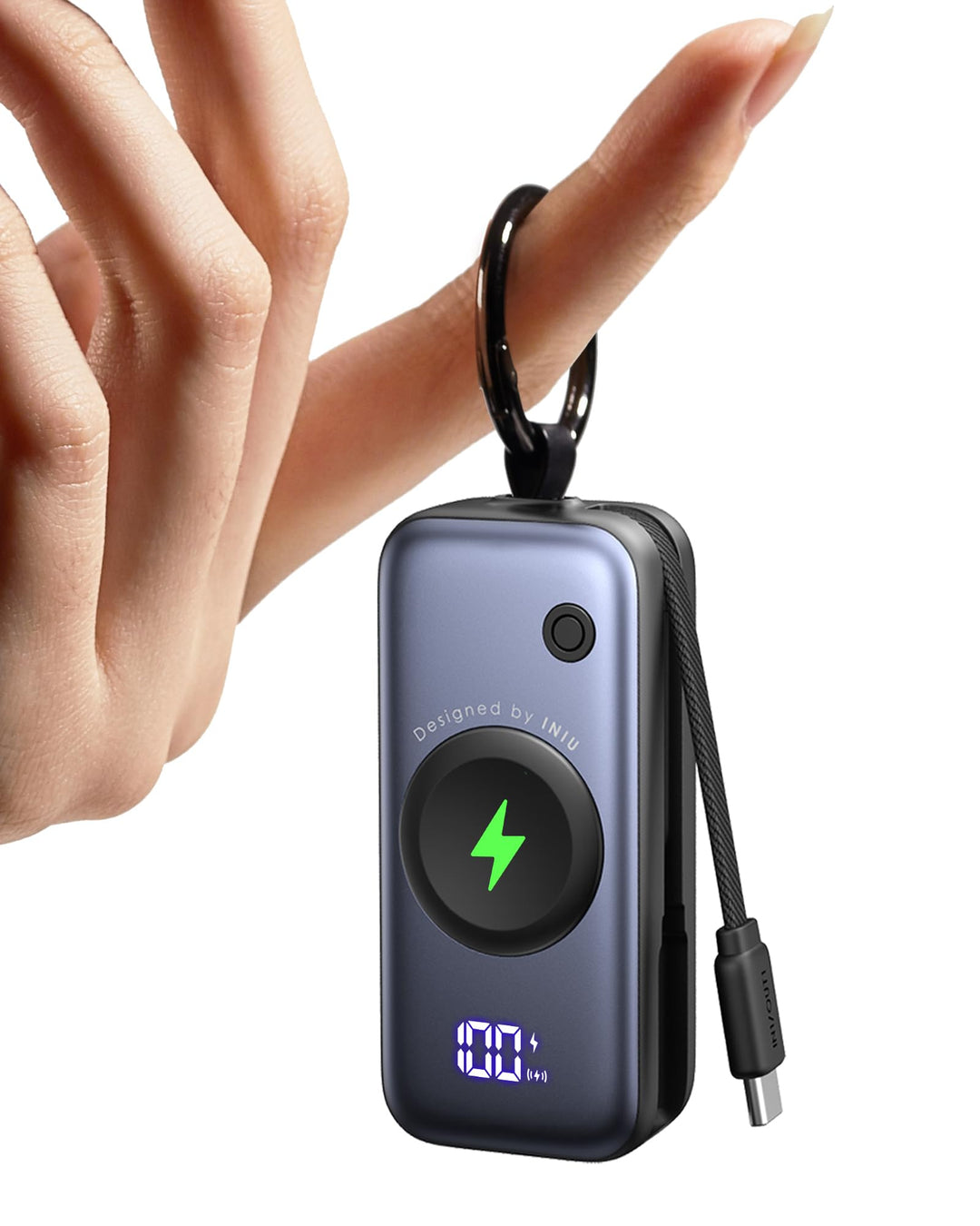 INIU Power Bank, 5000mAh 20W PD mini Powerbank mit Integriertes USB-C Kabel, Zubehör für Apple Watch