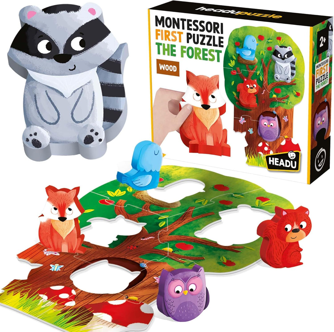 Headu IT20133 Montessori My First Puzzle The Forest Lernspiel, Mehrfarbig, Large