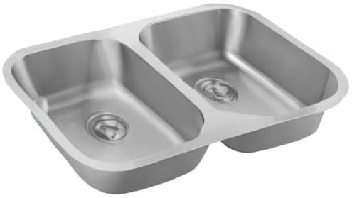 Omeere 79,5x46 2Becken Einbauspüle Edelstahl 304 Materialdicke 1,0 mm Spülbecken Spüle Küchenspüle e