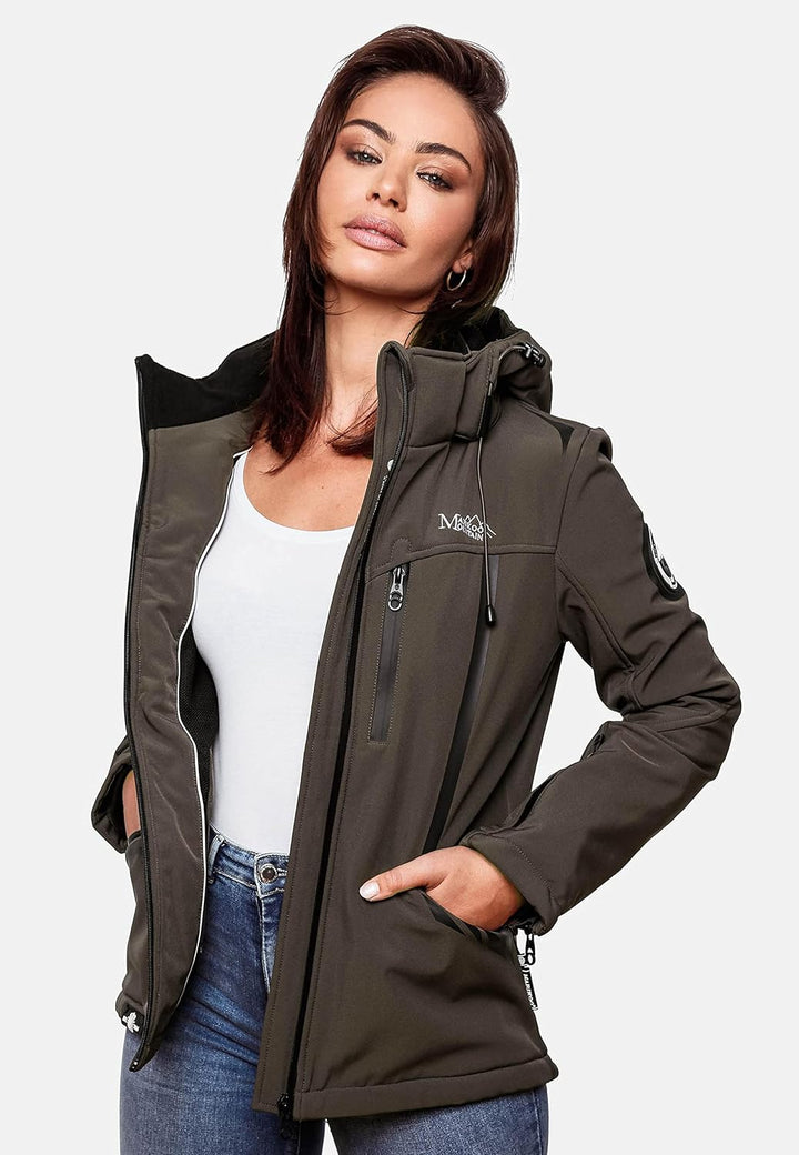 MARIKOO Damen Softshelljacke wasserdichte Funktionsjacke mit abnehmbarer Kapuze Mount-Cho-Oyu XS-XXL