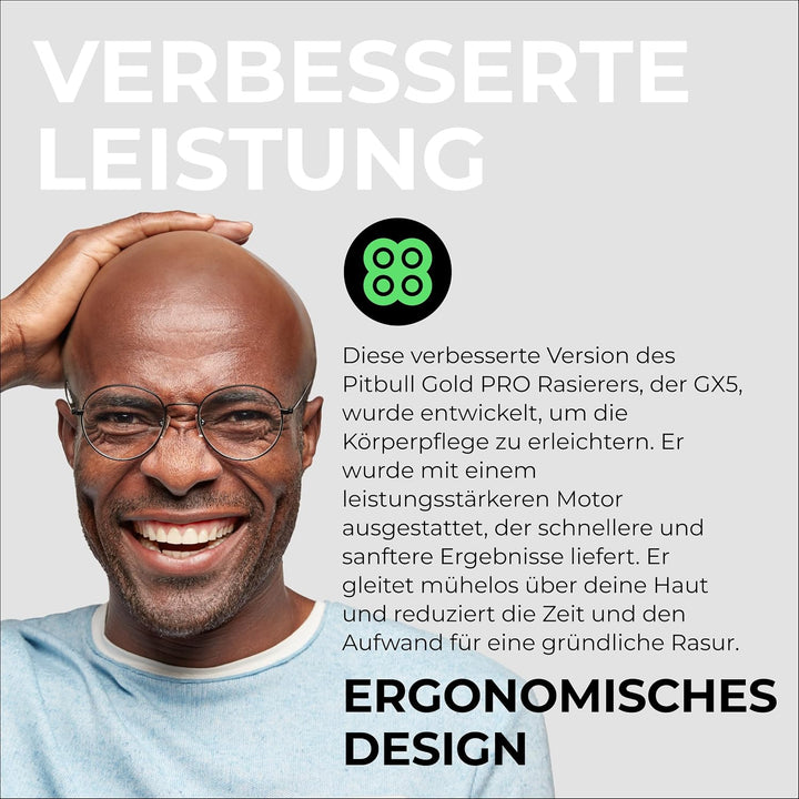 Skull Shaver Pitbull Gold Pro GX5 - Kopf- und Gesichtsrasierer - Kabellos, Nass- & Trockenrasur, Was