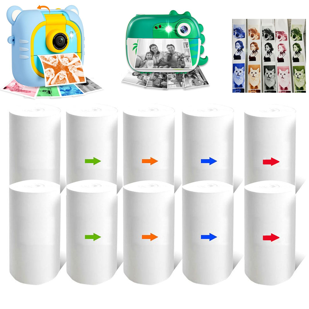 10 Rollen mehrfarbiges Druckerpapier für Kinder-Sofortbildkamera, HD-Druck-Thermodruckpapier-Set Tra