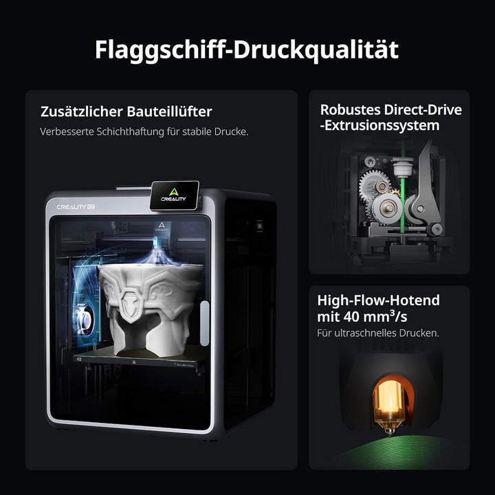 Creality K2 (A) 3D-Drucker, bis 600 mm/s Hochgeschwindigkeitsdruck, AI-Kamera für Druckfehlererkennu