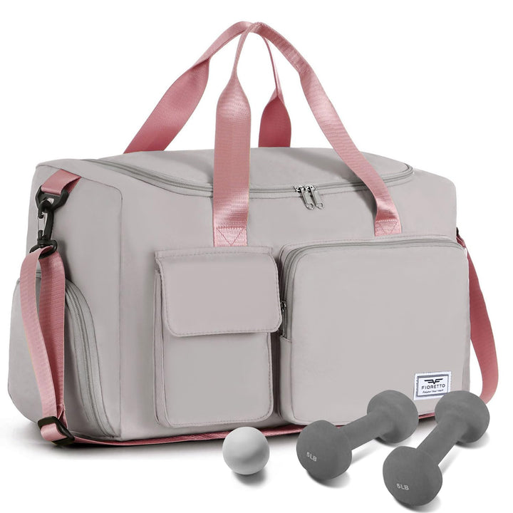 FIORETTO 35L Damen Sporttasche Faltbare Reisetasche mit Schuhfach und Nassfach, Wasserabweisende Wee