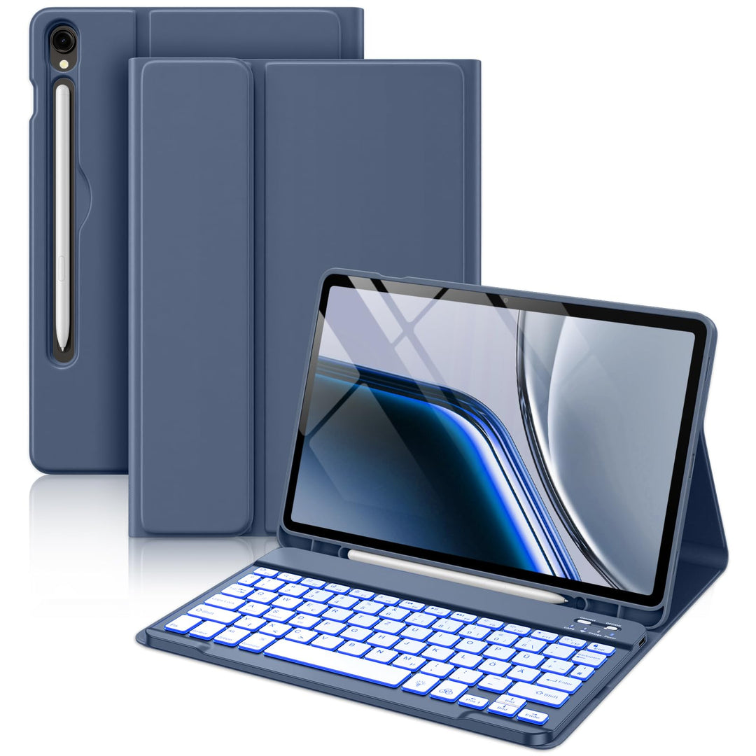 Vobafe Tastatur Hülle für Samsung Galaxy Tab S10 Lite/S10 FE/S9 FE 10.9 Zoll/Tab S9 11 Zoll, 7-Farbe