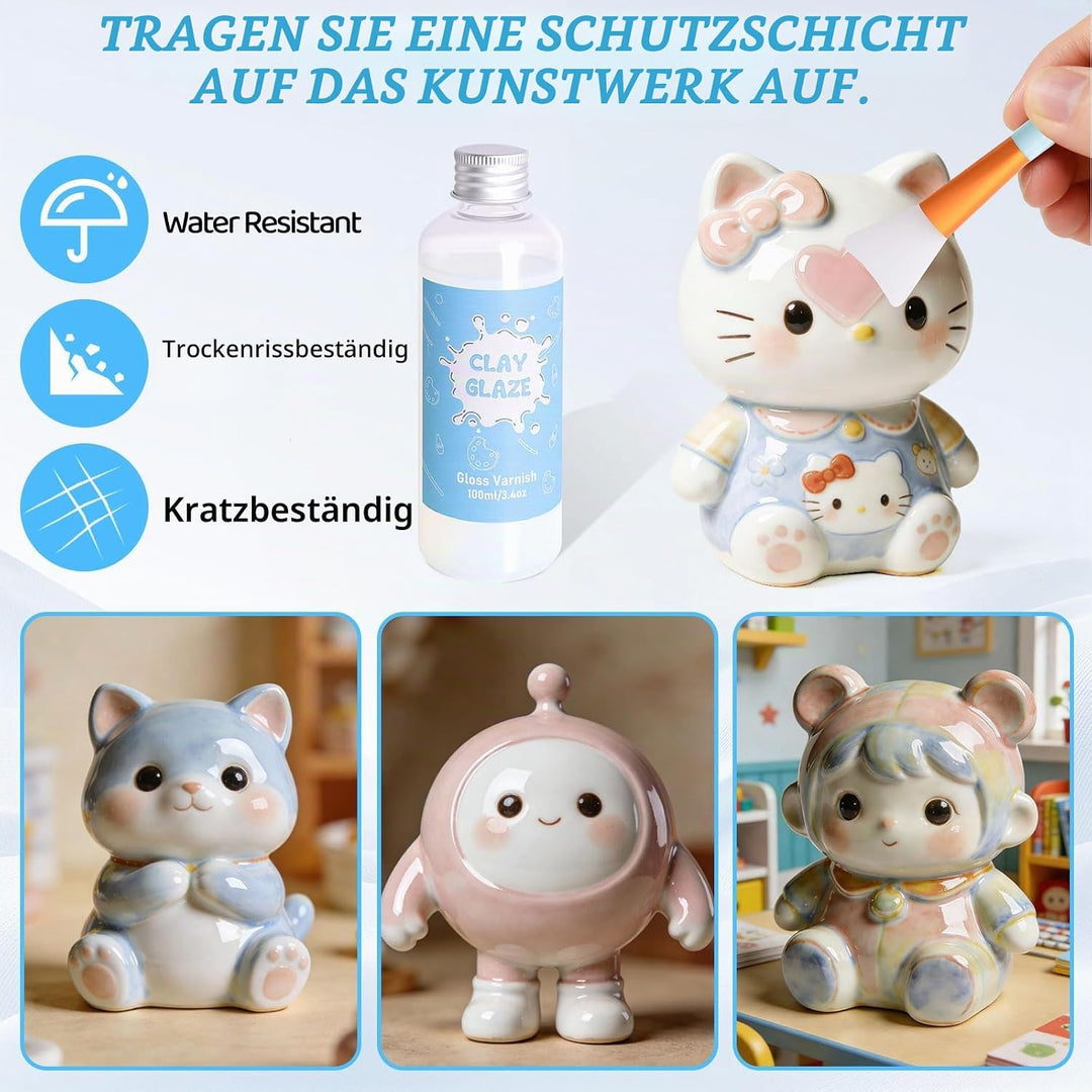 29pcs Clay Modellier Tools &amp; 100ML Air Dry Clay Glaze Glasur für Ton Lufttrocknend zur Verhinderung