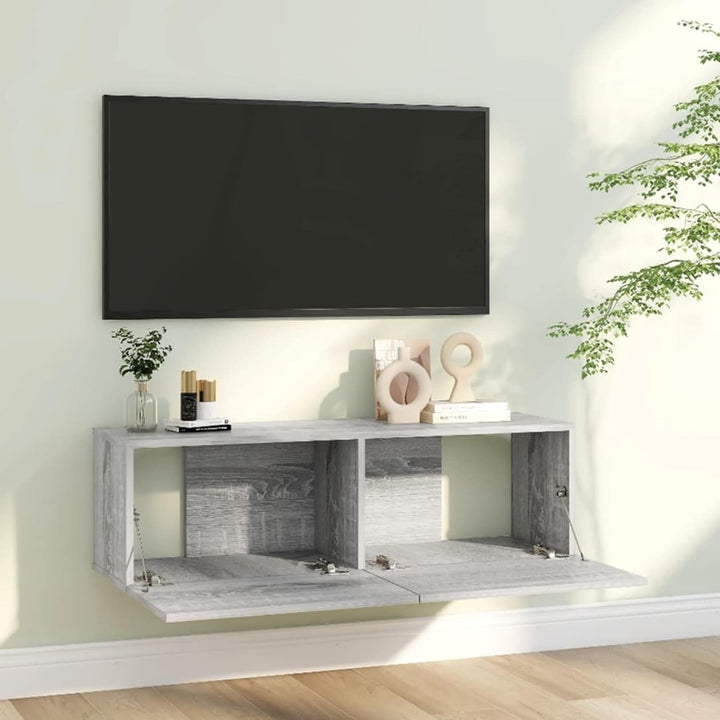 Festnight TV Wandboard Hängend Grau Sonoma TV-Wandschrank Lowboard Hangend Hängeschränke Hänge TV Bo