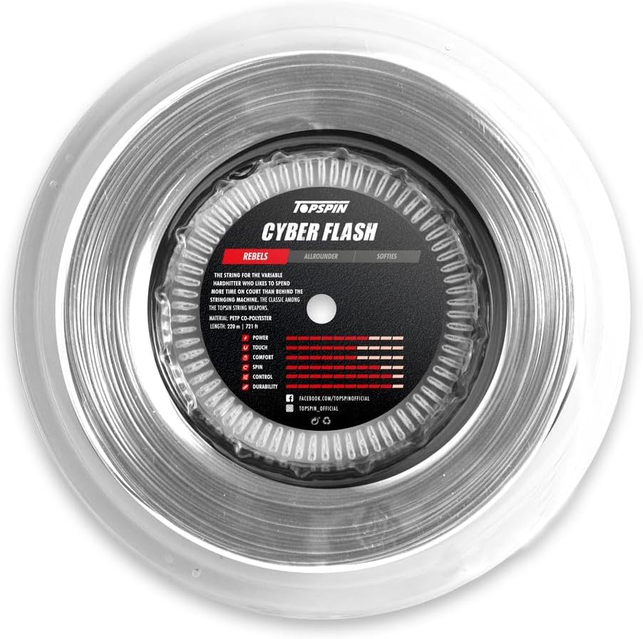 Topspin Tennissaite Cyber Flash - 220m 'The Classic One' Tennis-Saite für Gute Power und Spin Eigens