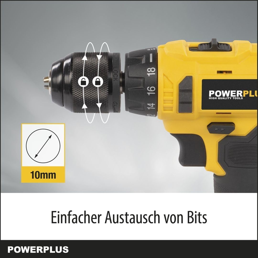Powerplus Akku Schrauber & Bohrer POWX00435 - Akku-Schraubendreher und Akkubohrer, 20 V, inkl. 2 x 1