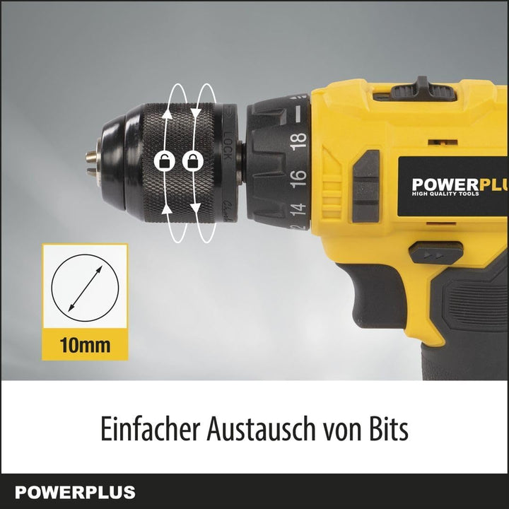 Powerplus Akku Schrauber & Bohrer POWX00435 - Akku-Schraubendreher und Akkubohrer, 20 V, inkl. 2 x 1