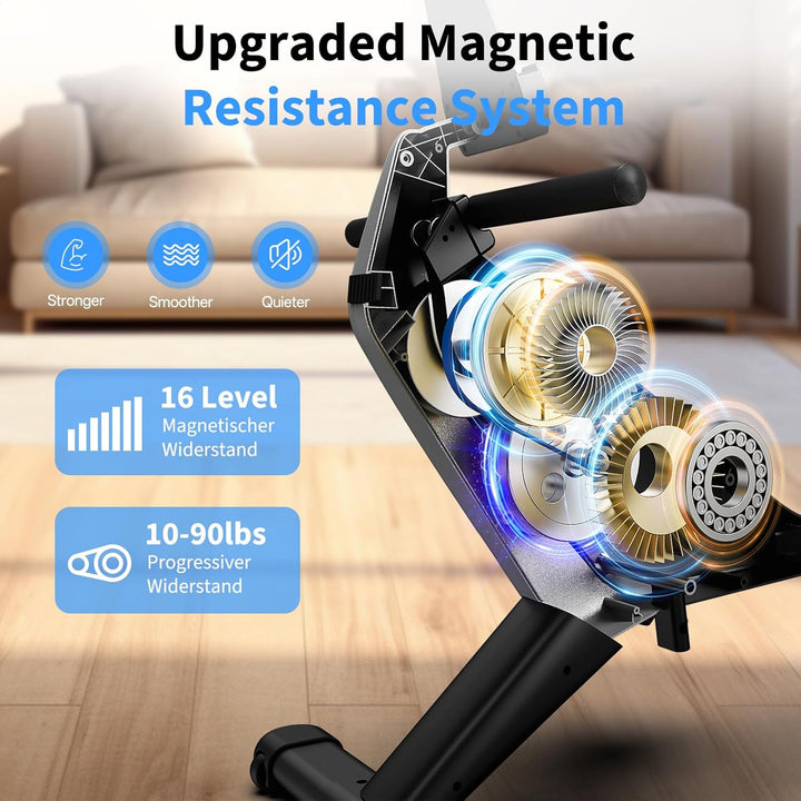 JOROTO Rudergerät für Zuhause – Leiser Magnetwiderstand | Kompatible App | 16 Widerstandsstufen | Du